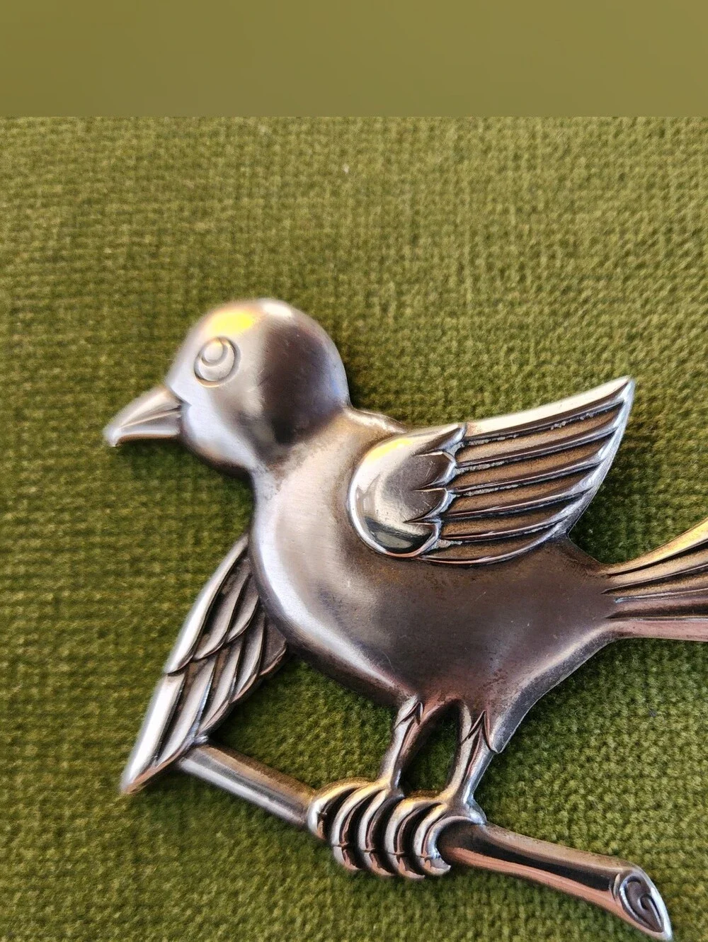 Vtg TRUART Sterling Silver Bluebird Brooch Pin Mid Century Figural Bird 7.7g